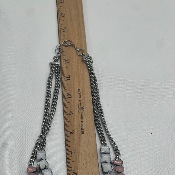 Banana Republic Statement Bib Multi Layered Crystal Pink Necklace - Picture 9 of 10